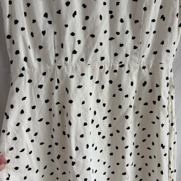 *SOLD E* Banana Republic White Black Polka Dot Linen Wrap Midi Dress Size 4 - Picture 5 of 14